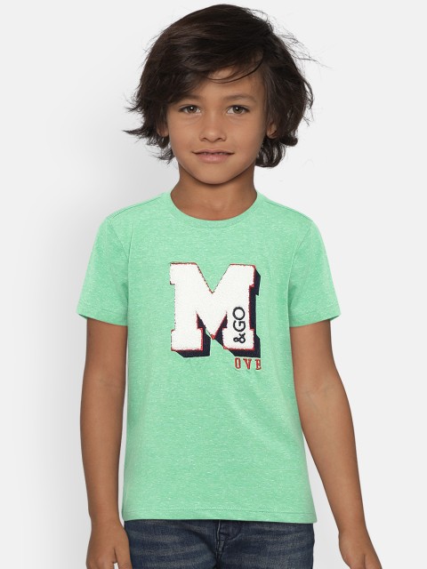 

United Colors of Benetton Boys Green Printed Round Neck T-shirt