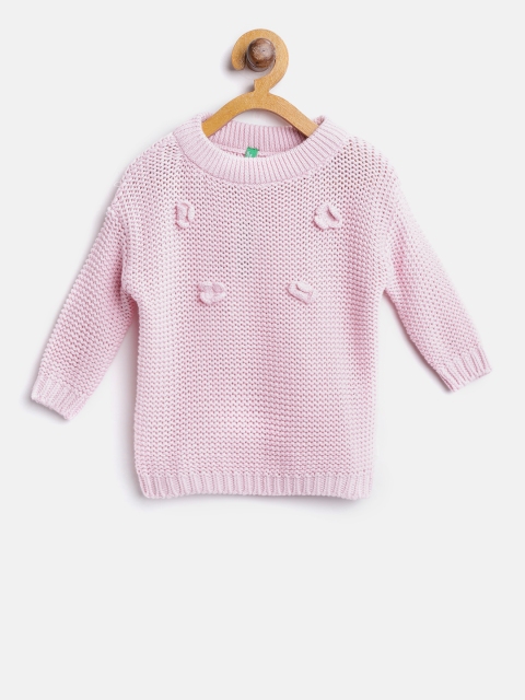 

United Colors of Benetton Girls Pink Solid Pullover