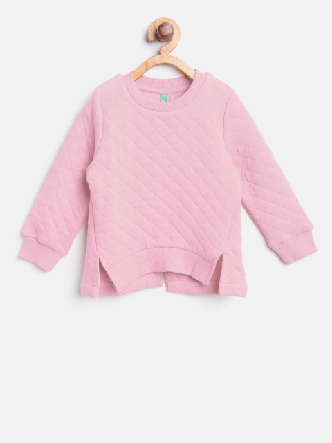 

United Colors of Benetton Girls Pink Quilted Styled Back Sweatshirt