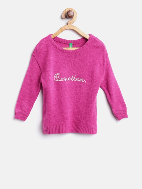 

United Colors of Benetton Girls Magenta Solid Pullover