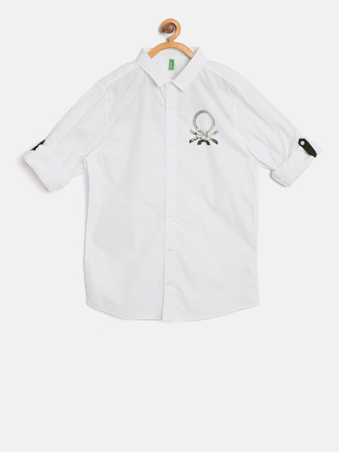 

United Colors of Benetton Boys White Regular Fit Solid Casual Shirt