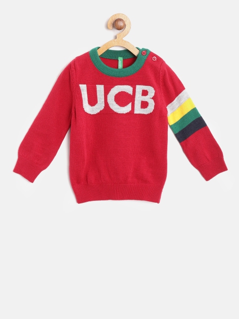 

United Colors of Benetton Boys Red Patterned Pullover