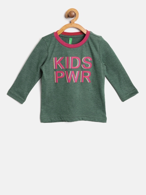 

United Colors of Benetton Boys Green Printed Round Neck T-shirt
