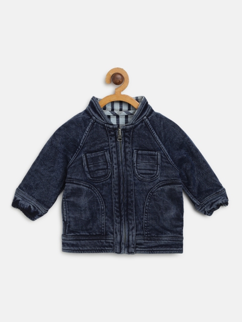 

United Colors of Benetton Boys Navy Blue Washed Reversible Denim Jacket