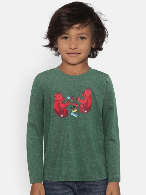 

United Colors of Benetton Boys Green Printed Round Neck T-shirt