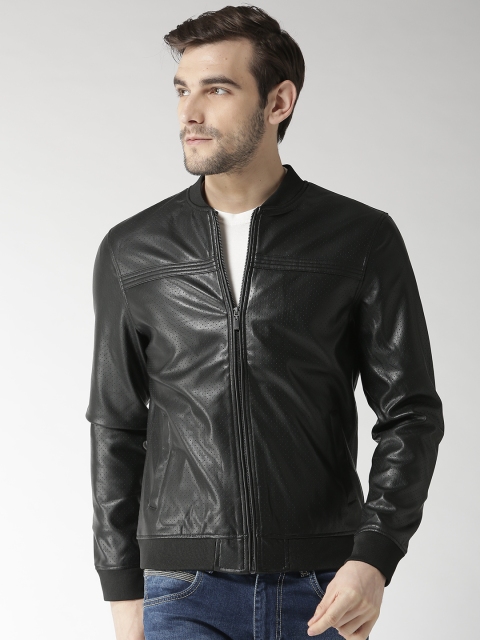 

Arrow Sport Men Black Perforated Bomber Jacket