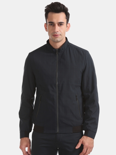 

Arrow New York Men Navy Blue Solid Bomber Jacket
