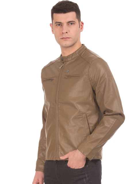 

Arrow Sport Men Brown Solid Biker Jacket
