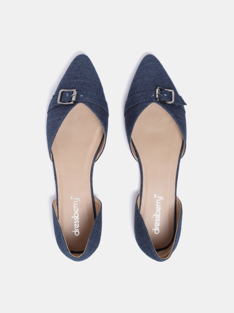 

DressBerry Women Navy Solid Canvas Ballerinas, Navy blue