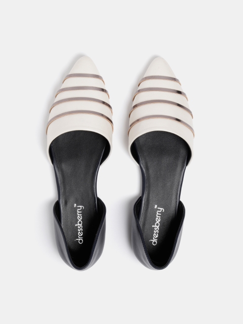 

DressBerry Women Off-White Striped Ballerinas