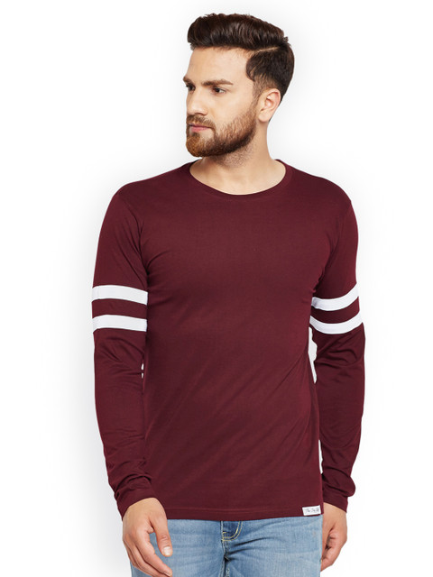 

The Dry State Men Burgundy Solid Round Neck Slim Fit T-shirt
