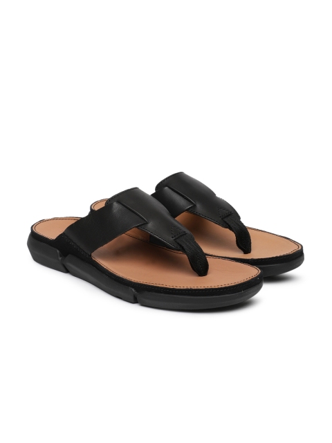 

Clarks Men Black Leather Comfort Sandals