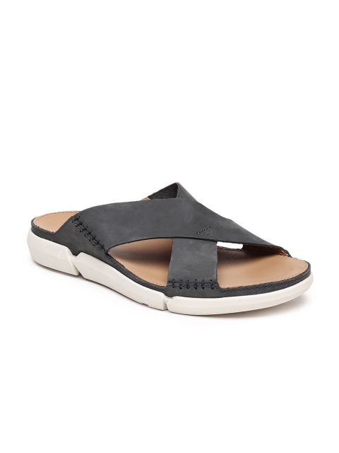 

Clarks Men Grey Leather Comfort Sandals