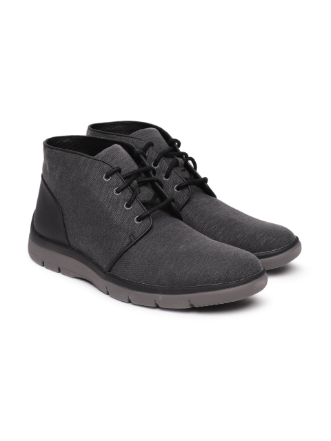 

Clarks Men Black Solid Textile Mid-Top Sneakers