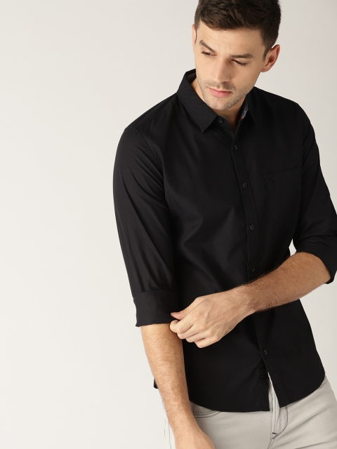 

United Colors of Benetton Men Black Slim Fit Solid Casual Shirt