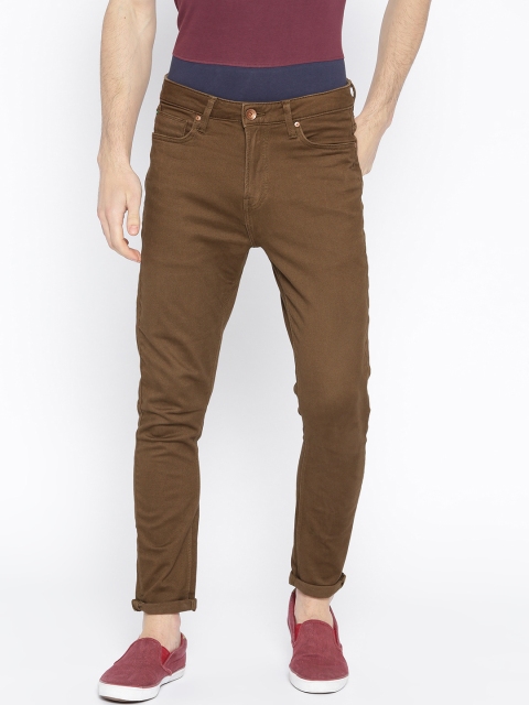 

United Colors of Benetton Men Brown Carrot Fit Mid-Rise Clean Look Stretchable Jeans