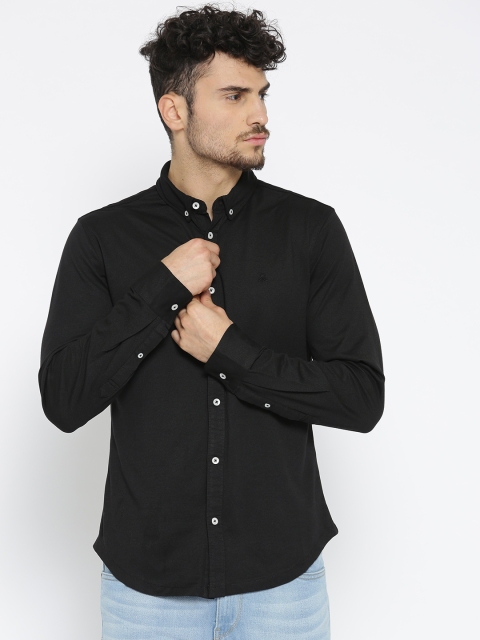 

United Colors of Benetton Men Black Slim Fit Solid Casual Shirt