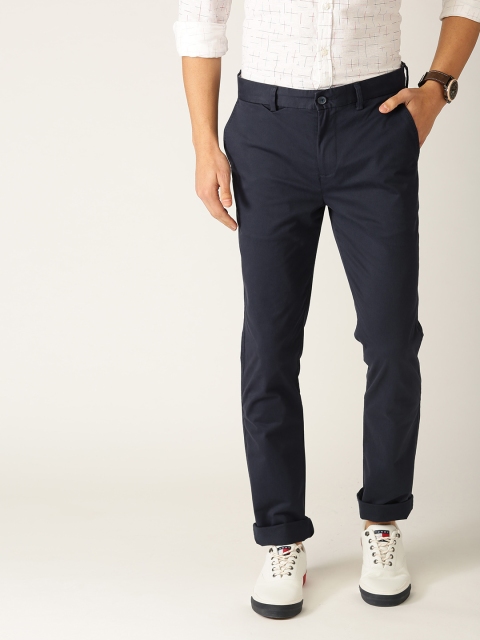 

United Colors of Benetton Men Navy Blue Slim Fit Solid Regular Trousers