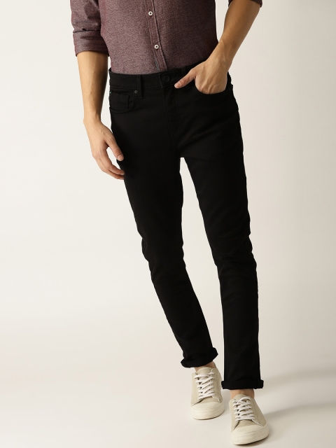 

United Colors of Benetton Men Black Carrot Fit Mid-Rise Clean Look Stretchable Jeans