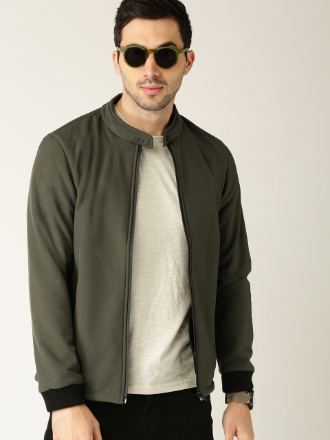 

United Colors of Benetton Men Olive Green Solid Tailored Jacket