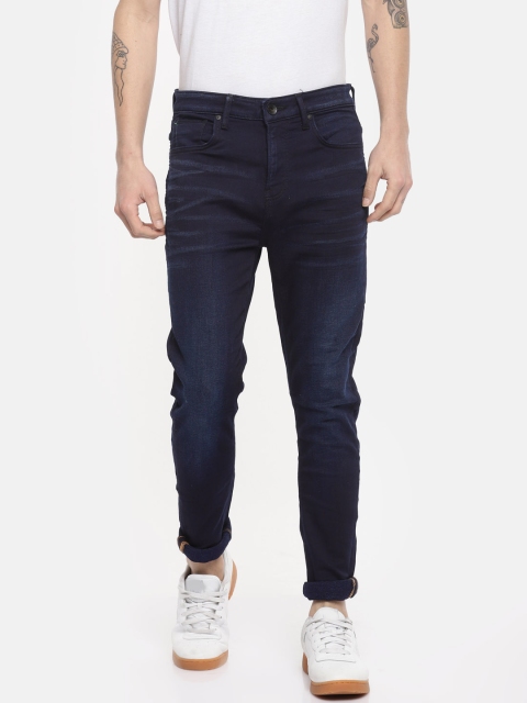 

United Colors of Benetton Men Blue Carrot Fit Mid-Rise Clean Look Stretchable Jeans