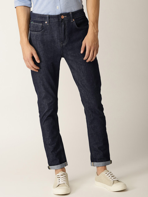 

United Colors of Benetton Men Navy Blue Carrot Fit Mid-Rise Clean Look Stretchable Jeans