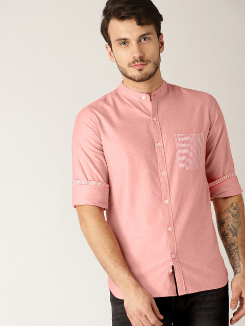 

United Colors of Benetton Men Pink Slim Fit Solid Casual Shirt