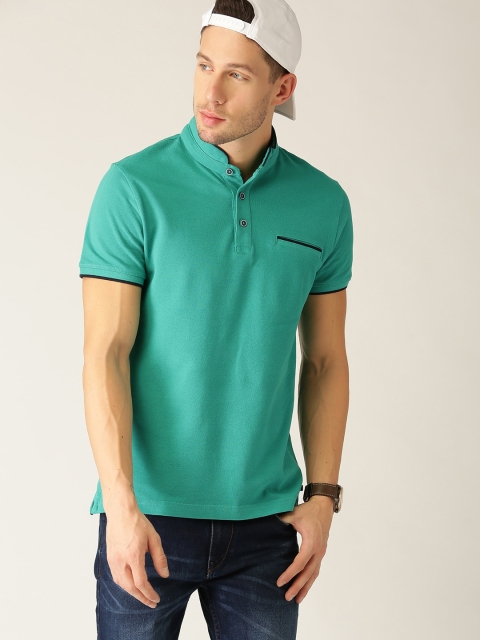 

United Colors of Benetton Men Green Solid Polo Collar T-shirt