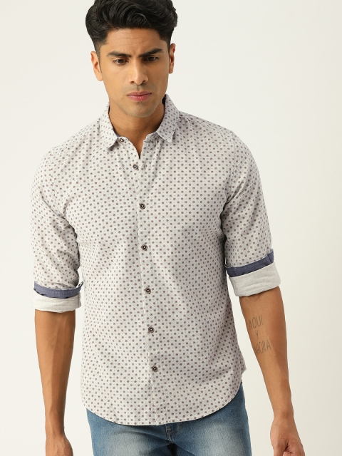 

United Colors of Benetton Men Grey Slim Fit Printed Casual Shirt