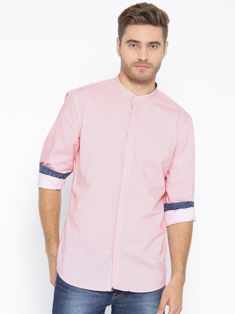 

United Colors of Benetton Men Pink & White Slim Fit Printed Casual Shirt