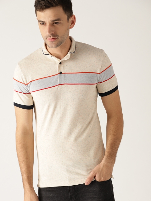 

United Colors of Benetton Men Beige Solid Polo Collar T-shirt