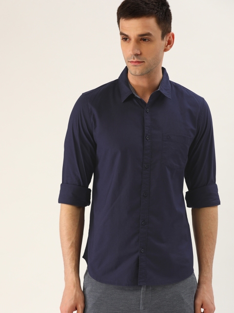 

United Colors of Benetton Men Navy Blue Slim Fit Solid Casual Shirt