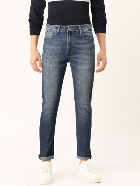 

United Colors of Benetton Men Navy Blue Faded Carrot Fit Mid-Rise Jeans