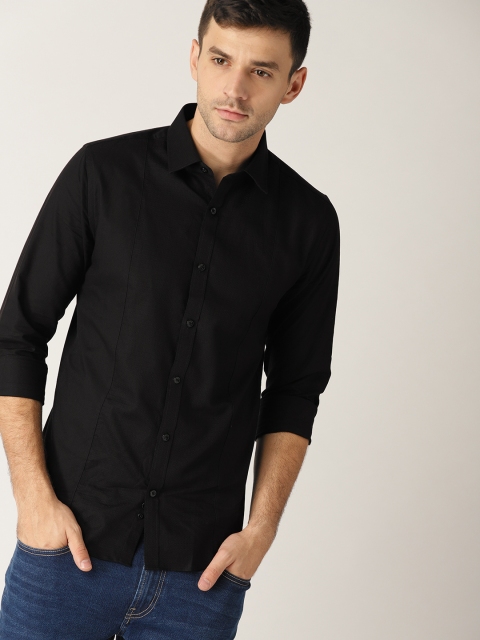 

United Colors of Benetton Men Black Slim Fit Self-Design Casual Shirt