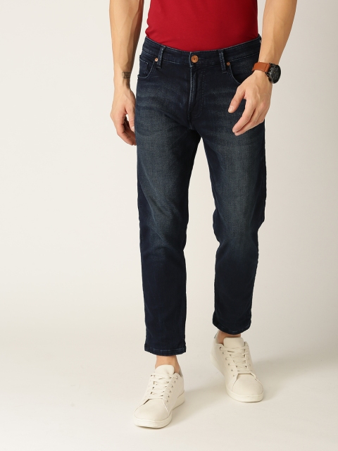 

United Colors of Benetton Men Navy Blue Cropped Fit Mid-Rise Clean Look Jeans