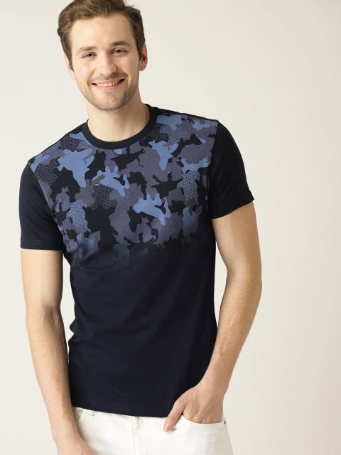 

United Colors of Benetton Men Navy Blue Printed Round Neck T-shirt