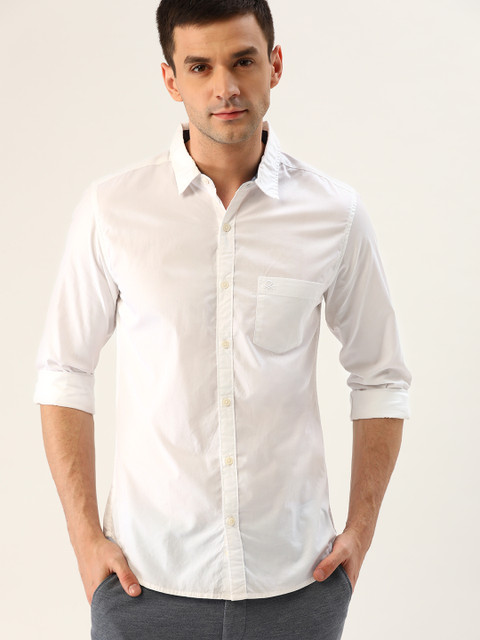 

United Colors of Benetton Men White Slim Fit Solid Casual Shirt