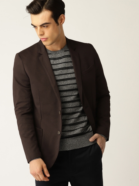 

United Colors of Benetton Men Coffee Brown Solid Smart Casual Blazer