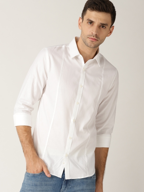 

United Colors of Benetton Men White Slim Fit Self Design Casual Shirt