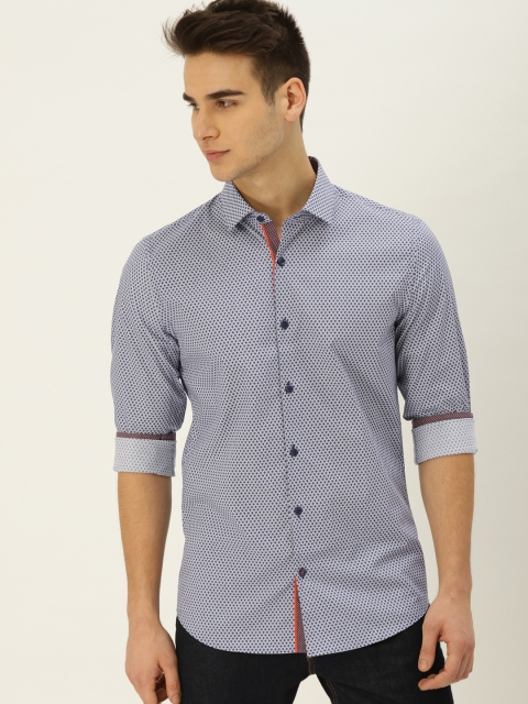 

United Colors of Benetton Men Blue Slim Fit Printed Casual Shirt