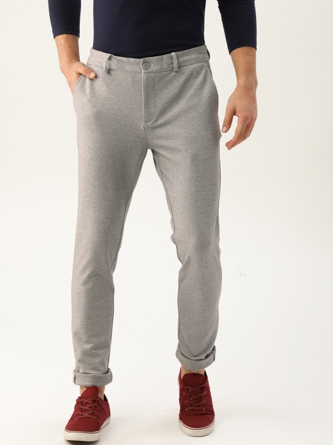 

United Colors of Benetton Men Grey Slim Fit Self Design Regular Trousers