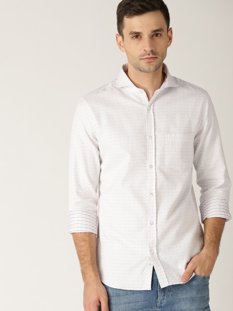 

United Colors of Benetton Men White Slim Fit Self Design Casual Shirt