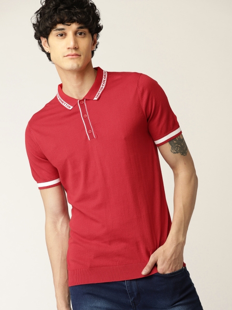 

United Colors of Benetton Men Red Solid Polo Collar T-shirt
