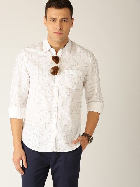 

United Colors of Benetton Men White Slim Fit Printed Casual Shirt
