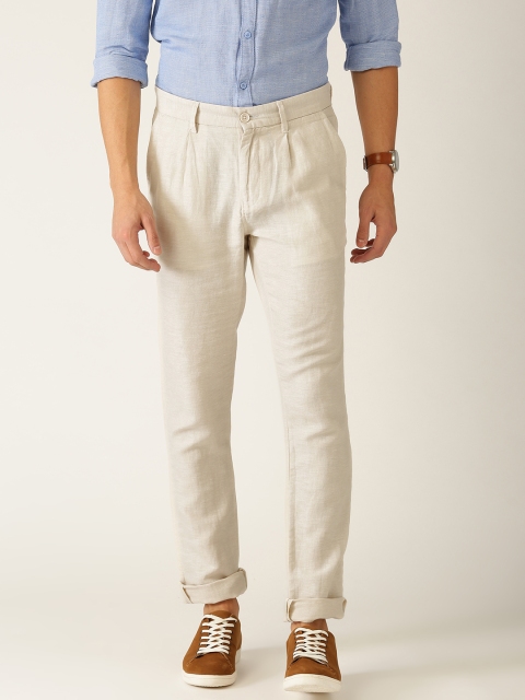 

United Colors of Benetton Men Off-White Slim Fit Solid Regular Trousers