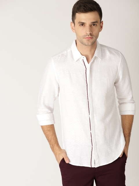 

United Colors of Benetton Men White Slim Fit Self Design Casual Shirt