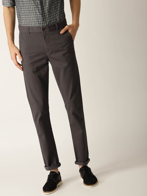 

United Colors of Benetton Men Charcoal Grey Slim Fit Solid Chinos