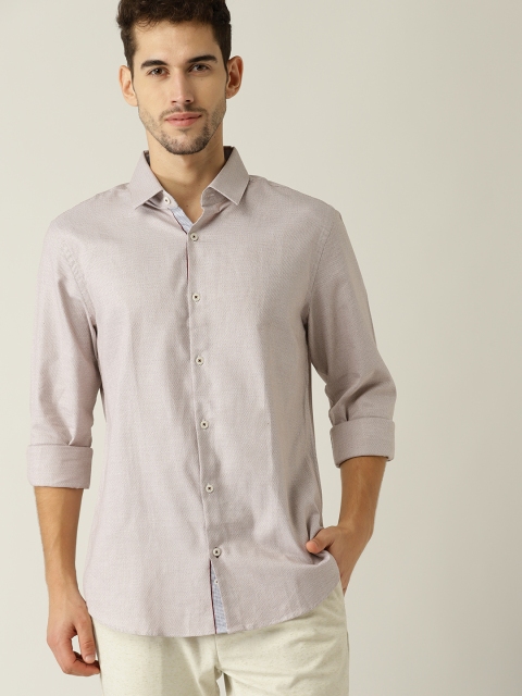 

United Colors of Benetton Men Beige Slim Fit Self Design Casual Shirt