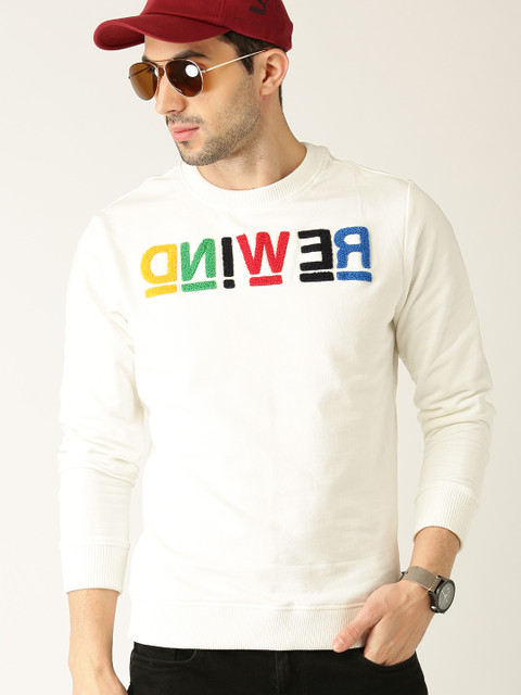 

United Colors of Benetton Men Off-White Solid Sweatshirt