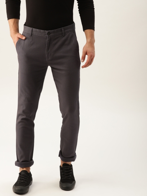 

United Colors of Benetton Men Grey Slim Fit Self Design Regular Trousers